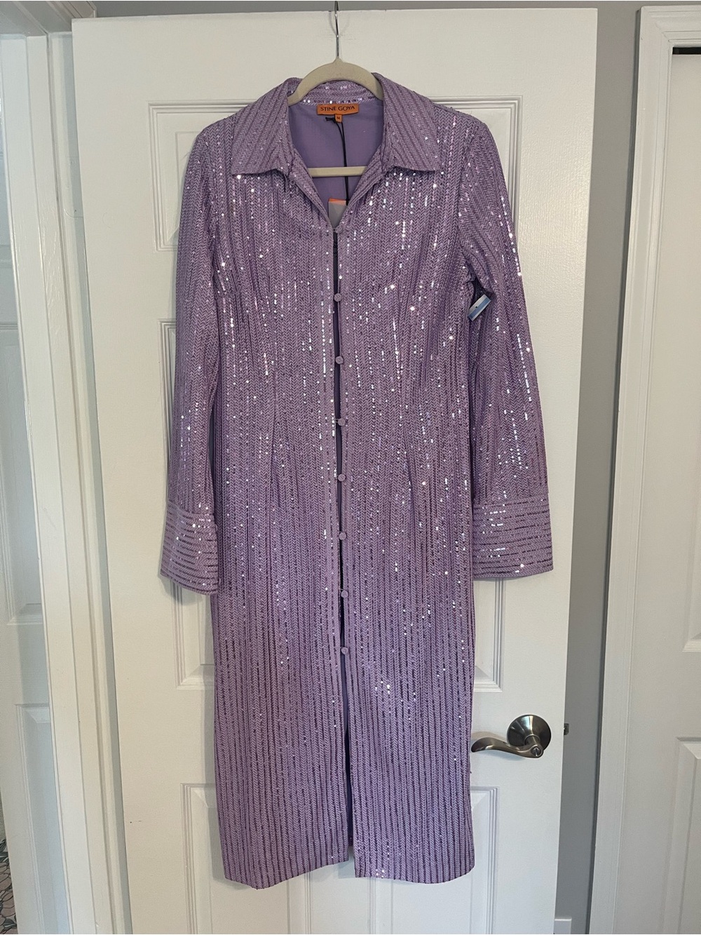 STINE GOYA Lavender Sequin Long Coat